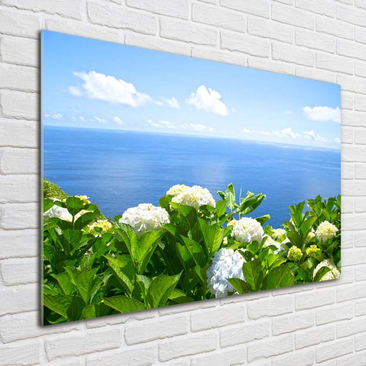Ebern Designs Flowers By The Sea Unframed Art Prints on Glass